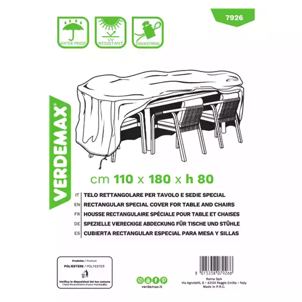 Telo di copertura Special per tavolo e sedie 110x180x80cm PU Verdemax