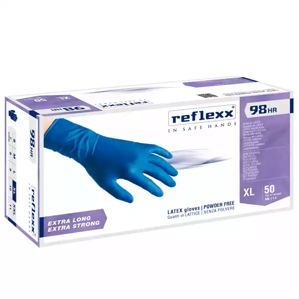 Guanti in lattice High Risk R98 s polvere tg XL blu Reflexx conf. 50 pezzi