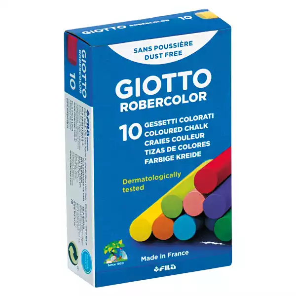 Gessetti Robercolor lunghezza 80mm con diametro 10mm colorati Giotto Scatola 10 gessetti tondi