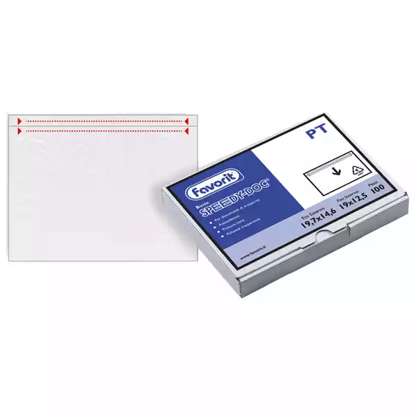 Busta adesiva Speedy Doc senza stampa PT (19x12,5cm) PPL PE trasparente Favorit conf. 100 pezzi