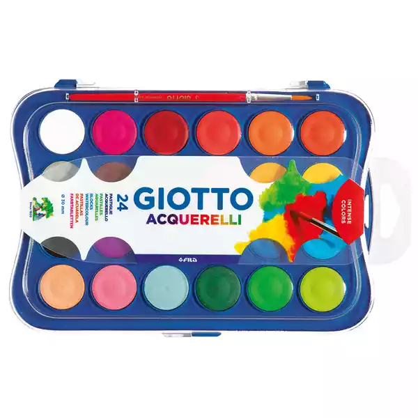 Pastiglie Acquerelli D 30mm colori assortiti Giotto astuccio 24 pastiglie