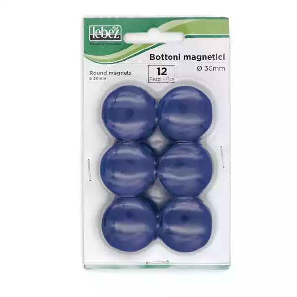 Bottoni magnetici diametro 3cm blu Lebez blister 12 pezzi
