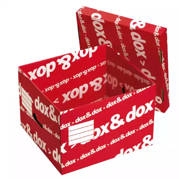 Scatola DoxDox con coperchio 39,5x28x35,5cm bianco e rosso Esselte Dox