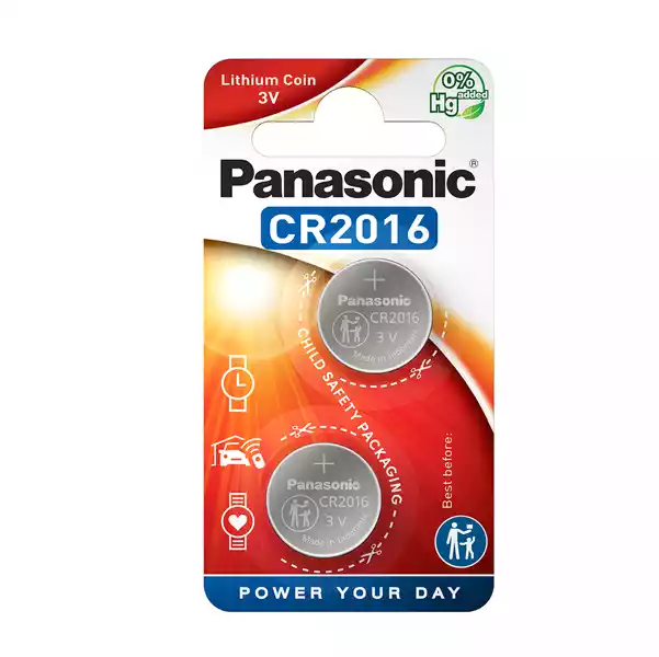 Micropile CR2016 3V a pastiglia litio Panasonic blister 2 pezzi