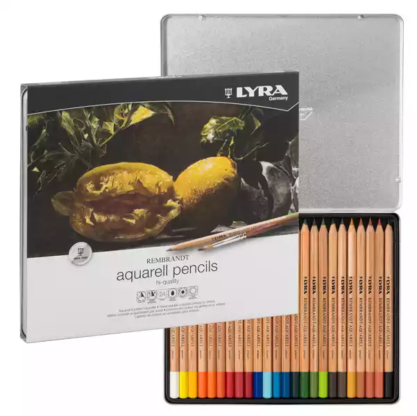 Pastelli Aquarell Rembrandt 3,7mm colori assortiti Lyra scatola metallo 24 pezzi