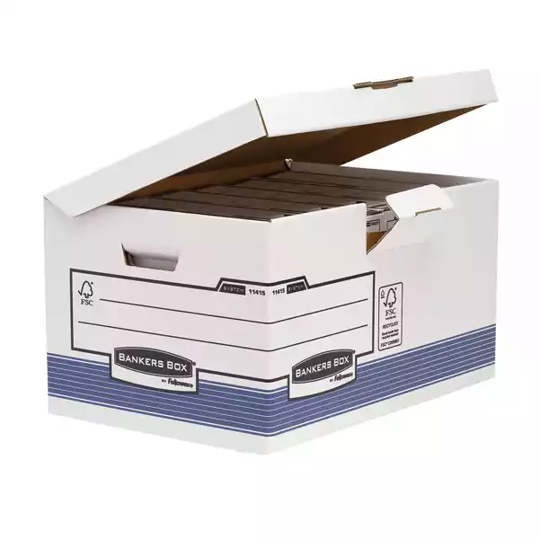 Scatola archivio Bankers Box System con coperchio a ribalta 37,8x29,3x54,5cm bianco Fellowes