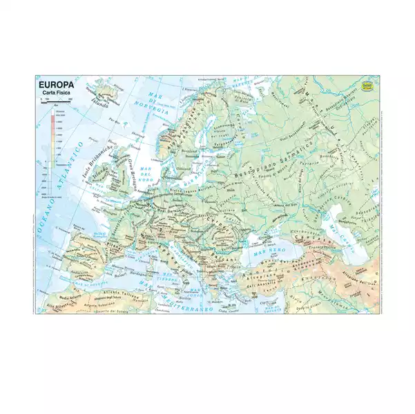 Carta geografica Europa scolastica plastificata 29,7x42cm Belletti