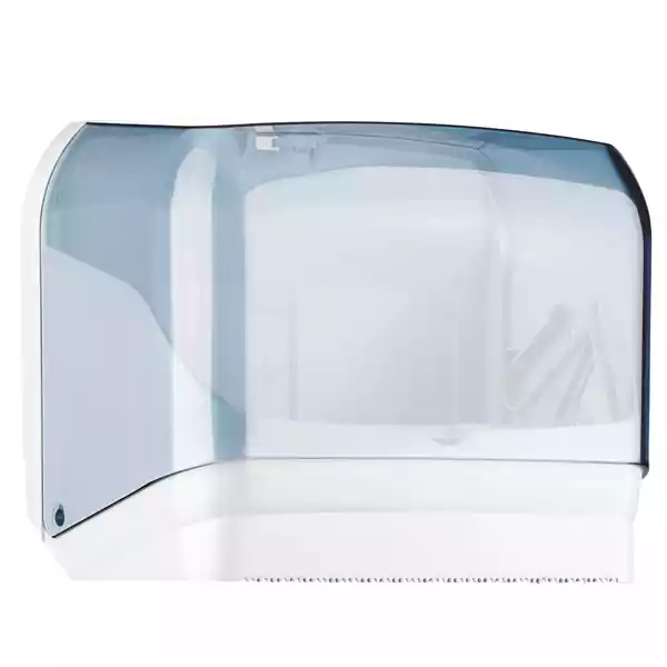 Dispenser per asciugamani in rotolo fogli 30x19,5x25,1cm plastica bianco azzurro trasparente Mar Plast