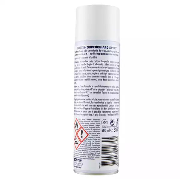 Colla Spray Superchiaro removibile permanente 500ml trasparente Bostik