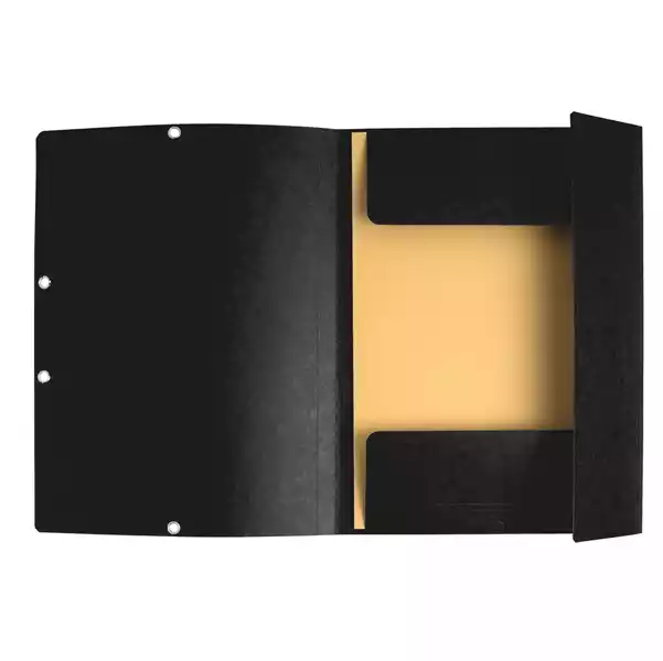 Cartellina con elastico cartoncino lustrE' 3 lembi 400gr 24x32cm nero Exacompta