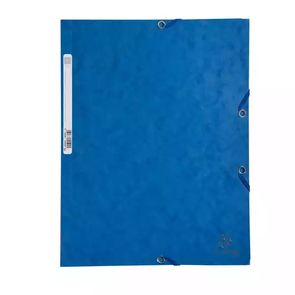 Cartellina con elastico cartoncino lustrE' 3 lembi 400gr 24x32cm blu Exacompta
