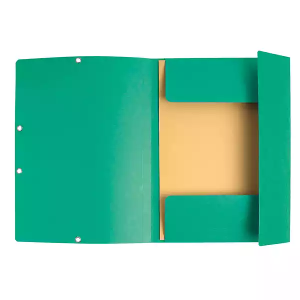 Cartellina con elastico cartoncino lustrE' 3 lembi 400gr 24x32cm verde Exacompta