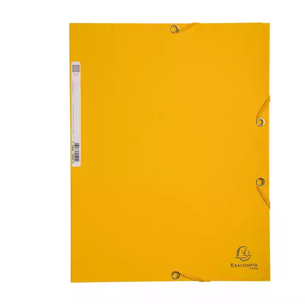 Cartellina con elastico cartoncino lustrE' 3 lembi 400gr 24x32cm giallo Exacompta