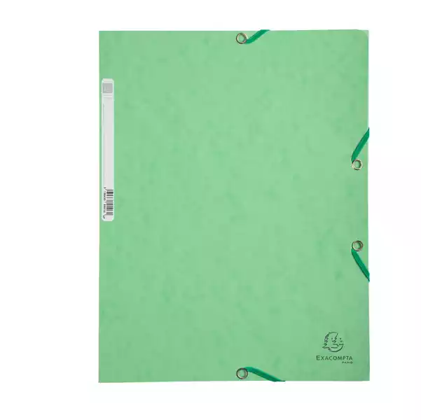 Cartellina con elastico cartoncino lustrE' 3 lembi 400gr 24x32cm verde tiglio Exacompta