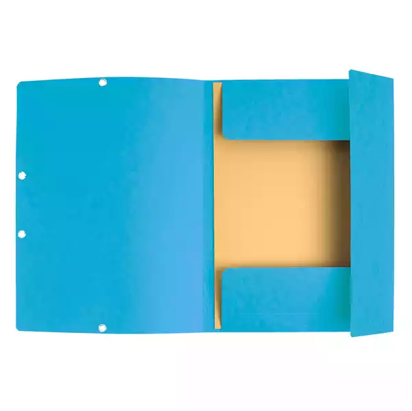 Cartellina con elastico cartoncino lustrE' 3 lembi 400gr 24x32cm turchese Exacompta