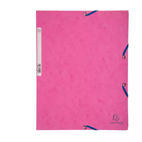 Cartellina con elastico cartoncino lustrE' 3 lembi 400gr 24x32cm rosa Exacompta