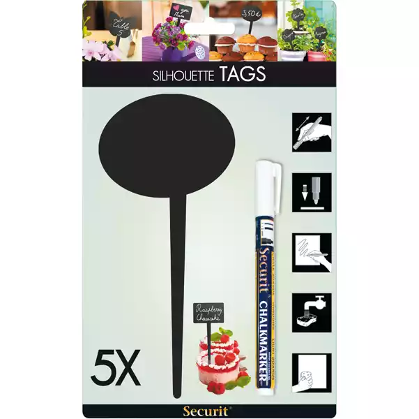 Silhouette Tags formato fumetto nero Securit set 5 pezzi