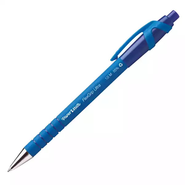 Penna a sfera a scatto Flexgrip Ultra punta 1,0mm blu Papermate conf. 30+6 pezzi