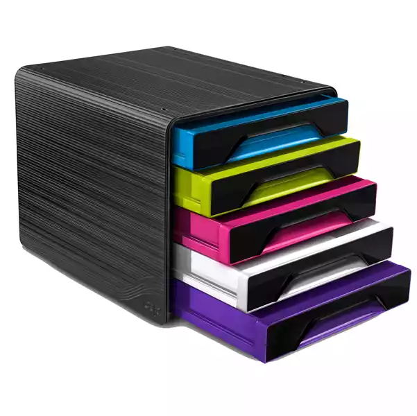 Cassettiera Smoove 36x28,8x27cm 5 cassetti standard nero multicolore Cep