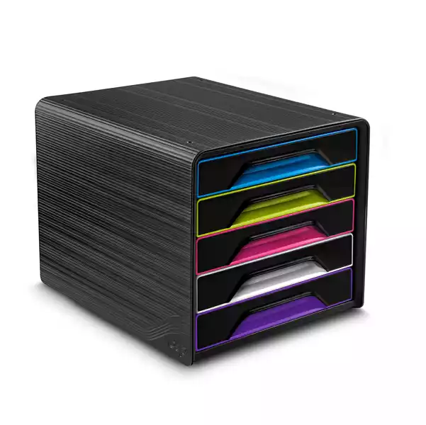 Cassettiera Smoove 36x28,8x27cm 5 cassetti standard nero multicolore Cep