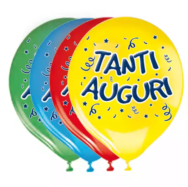 Palloncini in lattice D 30cm con stampa ''Tanti Auguri'' Big Party busta 20 pezzi