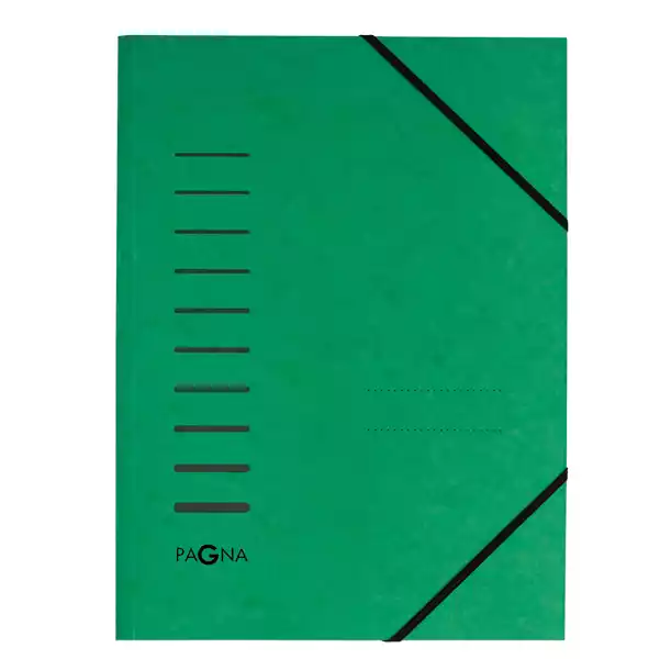 Cartella con elastico in cartoncino A4 verde Pagna