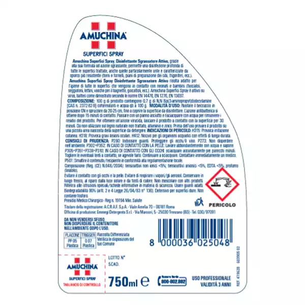 Superifici Spray Multiuso battericida e virucida 750ml Amuchina Professional