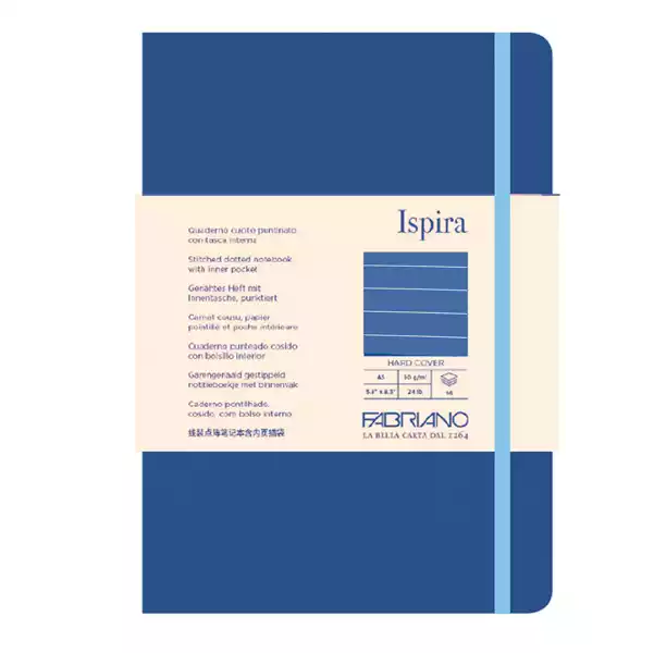 Taccuino Ispira con elastico copertina rigida A5 96 fogli righe blu royal Fabriano