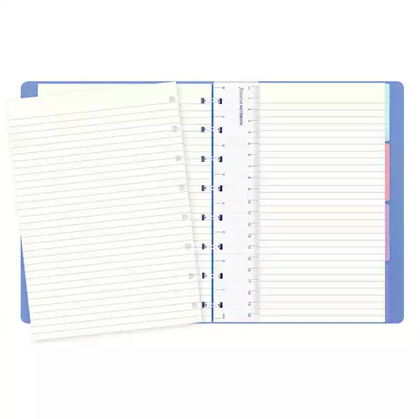 Notebook con elastico copertina similpelle A5 56 pagine a righe blu pastello Filofax