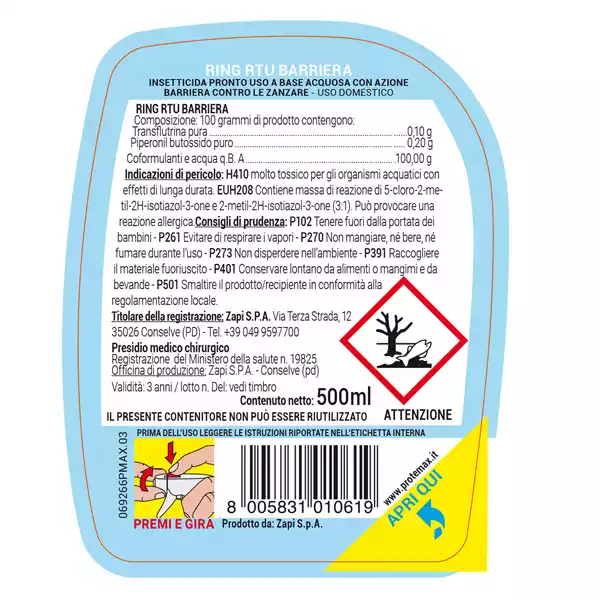Spray ambiente insetticida antizanzare 500ml Protemax