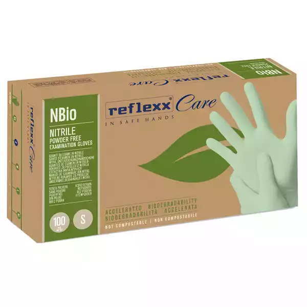 Guanti in nitrile bio tg S verde pastello Reflexx conf. 100 pezzi