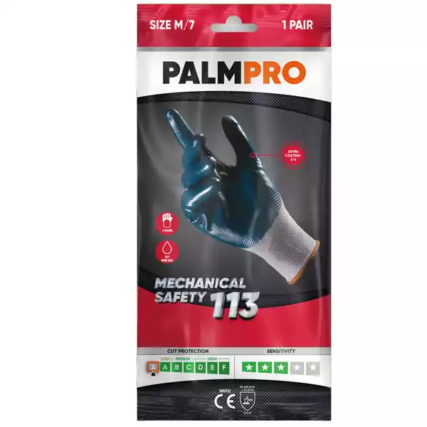 Guanti mechanical Safety Palmpro 113 per ambienti oleosi taglia L grigio blu Icoguanti