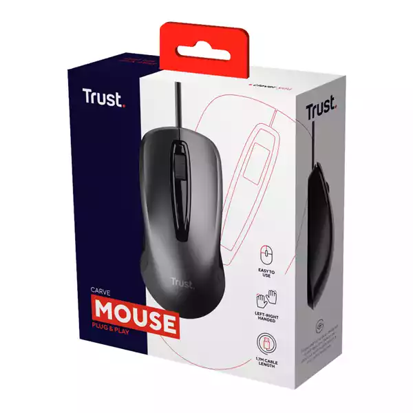 Mouse ottico Carve con filo Trust