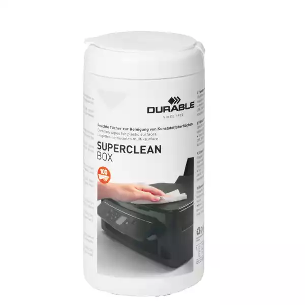 Salvietta detergente per superfici in plastica SUPERCLEAN BOX Durable conf. 100 pezzi