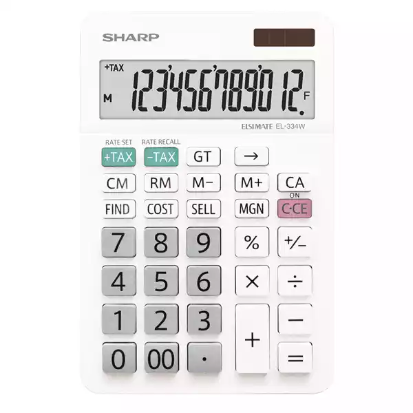 Sharp Calcolatrice da Tavolo EL 334W con cavalletto 12 cifre EL 334W