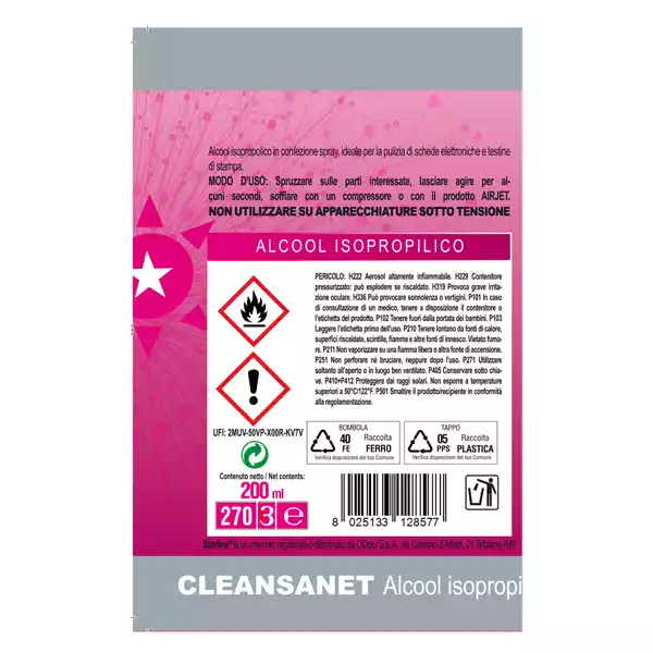 Alcool isopropilico Clean Sanet 200ml Starline