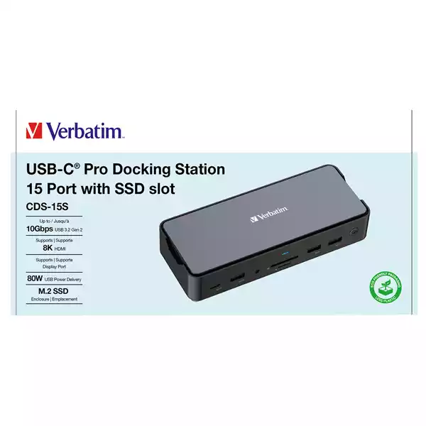 Verbatim USB C Pro Docking Station 15 Port with SSD slot CDS 15S