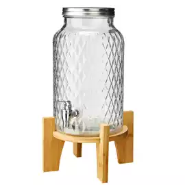 Caraffa con rubinetto base bamboo 5,6 L vetro trasparente 