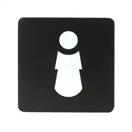 Pittogramma adesivo toilette donna 16x16cm PVC nero bianco 