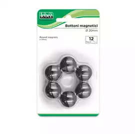 Bottoni magnetici diametro 2cm nero  blister 12 pezzi