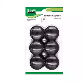 Bottoni magnetici diametro 4cm nero  conf. 12 pezzi