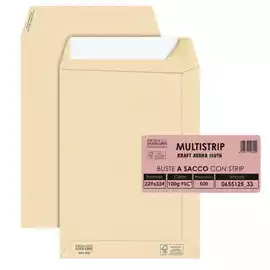 Busta a sacco Multi Strip strip adesivo 23x33cm 100gr carta riciclata...