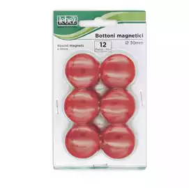 Bottoni magnetici diametro 3cm rosso  blister 12 pezzi