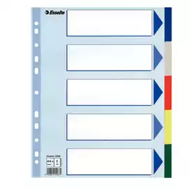 Separatore 5 tasti colorati PP A4 maxi 24,5x29,7cm multicolore 