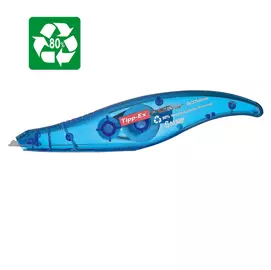 Correttore a nastro con impugnatura ergonomica. involucro in plastica trasparente riciclata all'80%.
formato 5mm x 6mt.