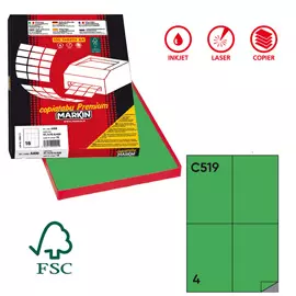 Scatola da 100 fogli di etichette in carta adesiva permanente in formato 21x29,7cm adatti per fotocopiatrici, stampanti