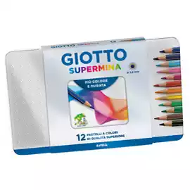 Pastello Supermina mina 3,8mm colori assortiti Giotto astuccio in metallo 12 pezzi