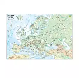 Carta geografica Europa scolastica plastificata 29,7x42cm 