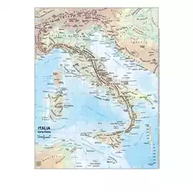 Carta geografica Italia scolastica plastificata 29,7x42cm 