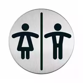 Pittogramma adesivo WC donne uomini diametro 8,3cm acciaio 